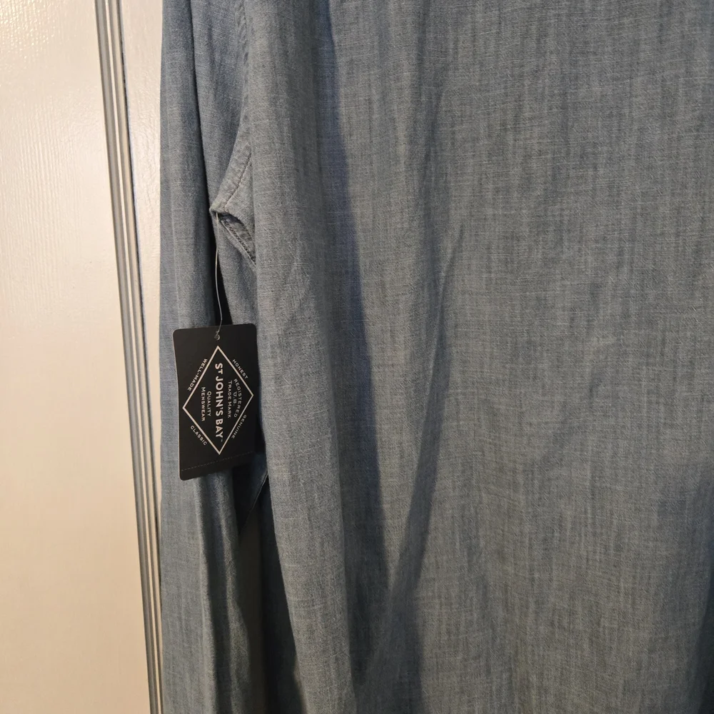 NWT ST JOHNS BAY Men’s Shirt Size L Blue Button Down Dress Casual Work Stylish - Picture 3 of 6